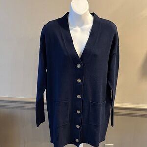 LOFT Deep Blue Girlfriend‎ Cardigan Sweater size XS